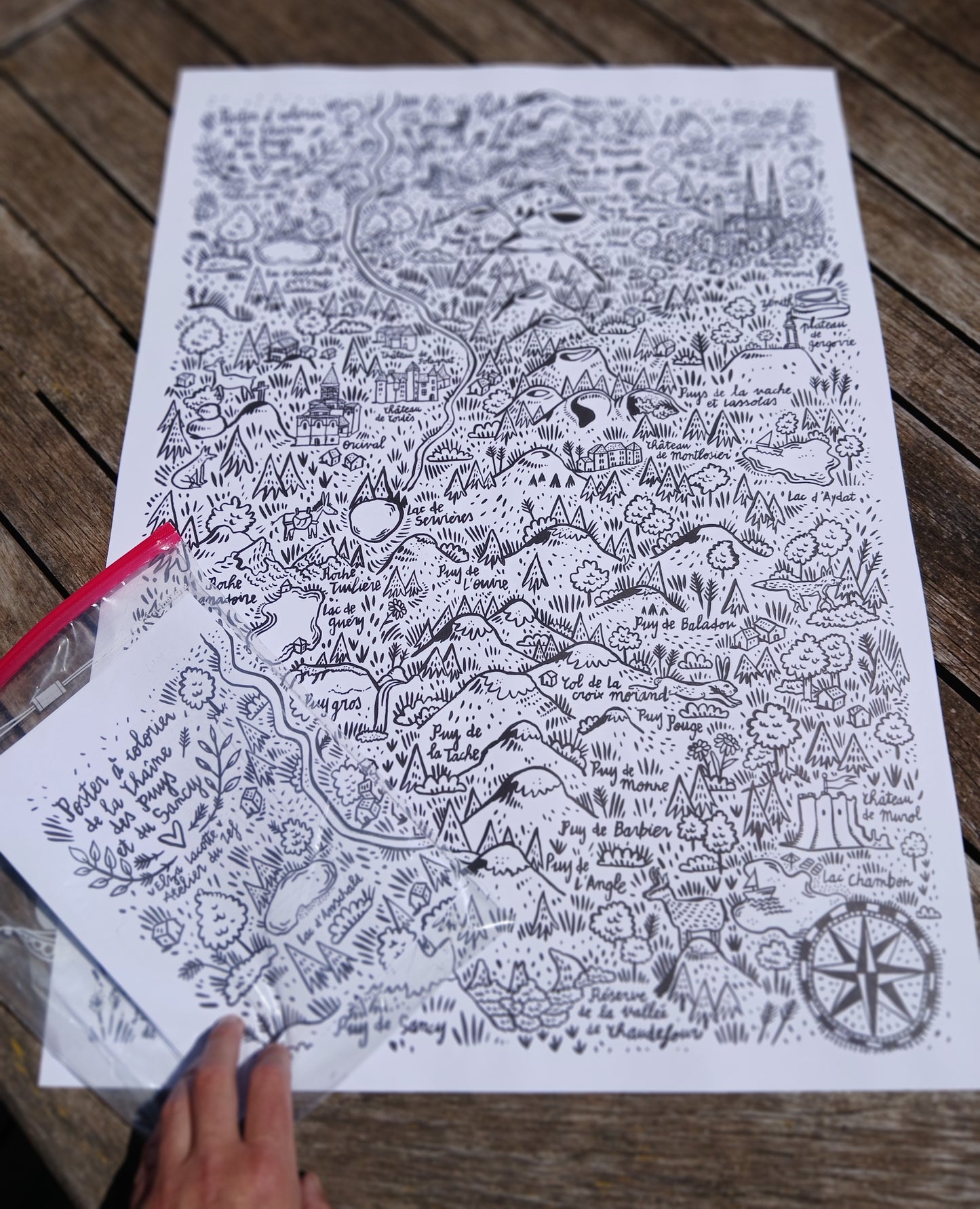 Poster à colorier de la Chaîne des puys et du Sancy