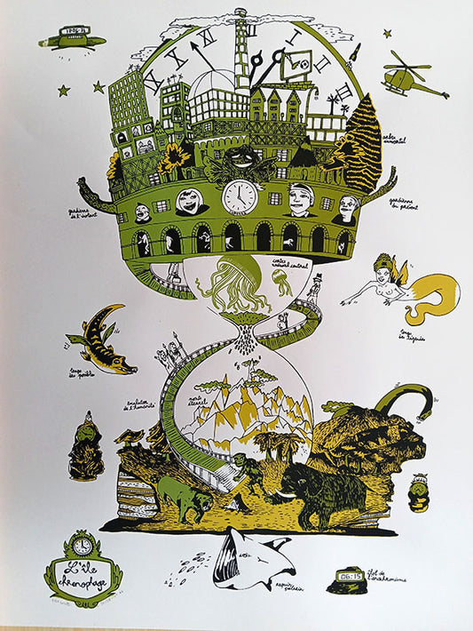 L'ÎLE CHRONOPHAGE / grande sérigraphie